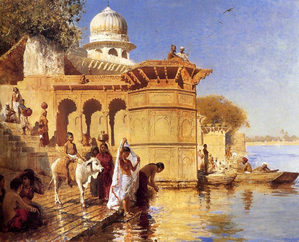 Toperfect Oil Painting Handmade $50-$2000 by College Teachers - Wall Art Decor - 15 Wall Painting on Canvas - Craftsman Selling Cases By A Teak Wood Building Ahmedabad Indian Edwin Lord Weeks -Size3