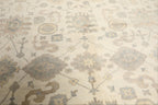 8'1''x10 Hand Knotted Ivory Gray Oushak Wool Traditional Arts & Crafts Washed Out Area Rug for Living Room, Kitchen, Bedroom, Home Office, Dining Room