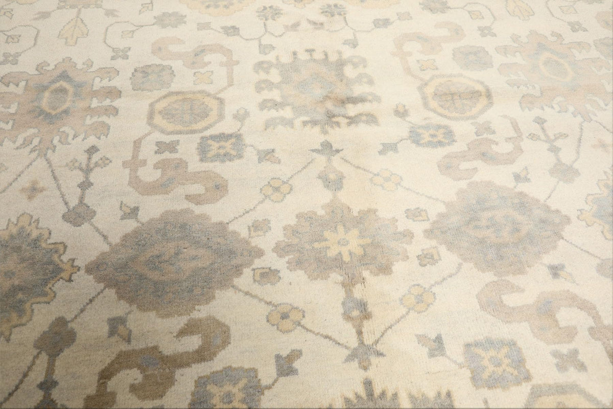 8'1''x10 Hand Knotted Ivory Gray Oushak Wool Traditional Arts & Crafts Washed Out Area Rug for Living Room, Kitchen, Bedroom, Home Office, Dining Room
