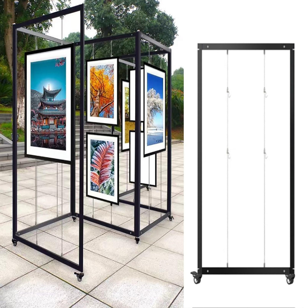 SARKEY Freestanding Display Racks, Folding Painting Exhibition Shelf, Movable Metal Advertising Stand, Publicity Work Holder, for Art Gallery, Craft Fair, Booth(8pcs,60x150cm/23.6x59in)