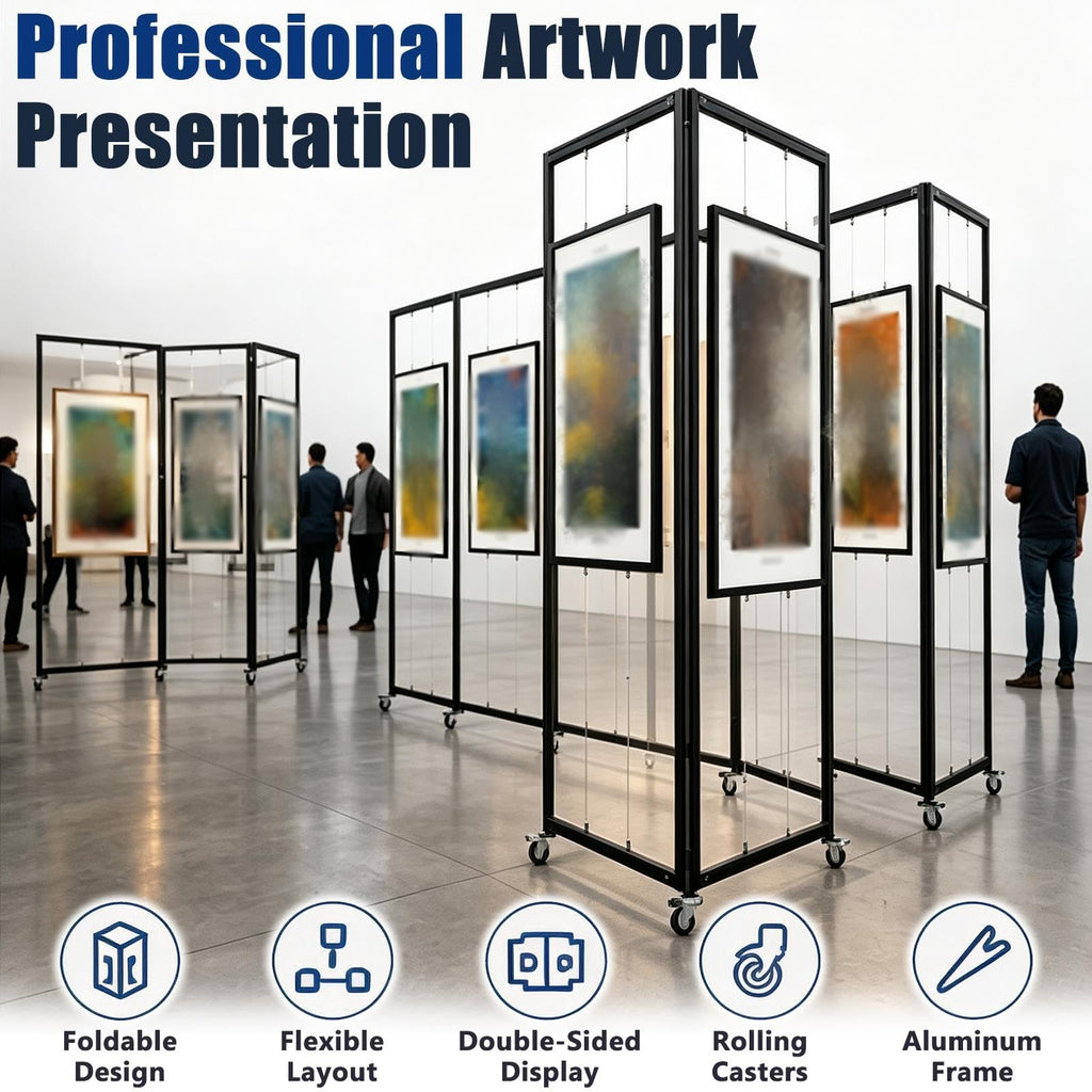 5 Panle Movable Folding Display Rack for Painting/ Art/ Craft Exhibition