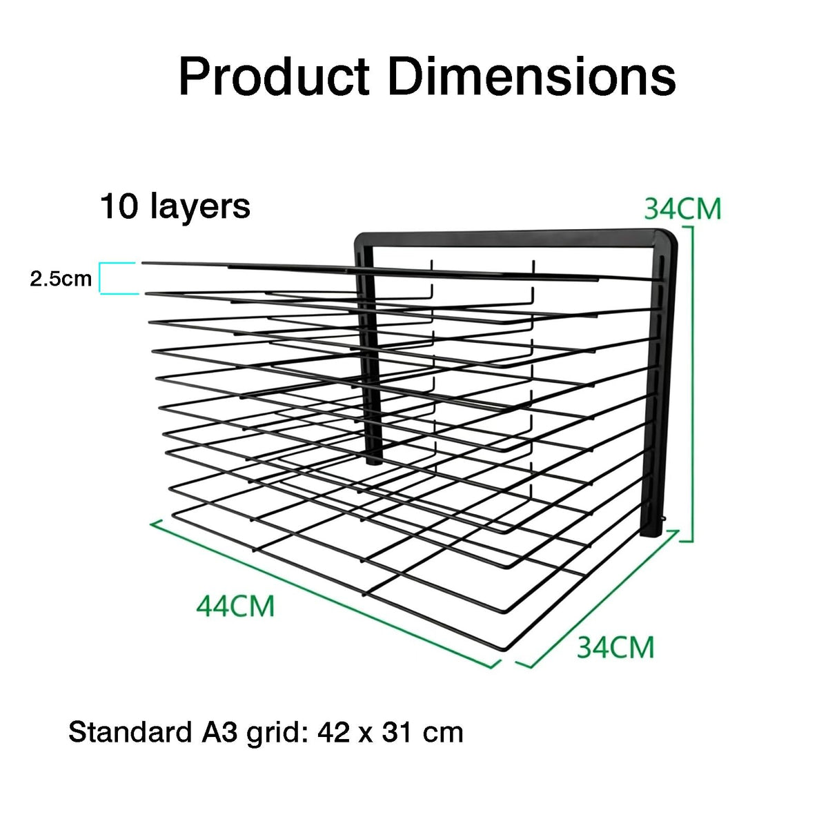 Wall-Mounted Art Drying Rack for Paintings and Crafts, Sturdy Steel Construction with Foldable Shelves, Ideal for A3 Paper and Efficient Airflow, Perfect for Art Studios and Classrooms