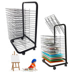 Stackable Wire Art Drying Rack for Classrooms & Studios - Mobile Metal Art Display Rack with 4 Flexible Shelves & Wheels Perfect for Painting Crafts & Artwork Storage,25 Shelves