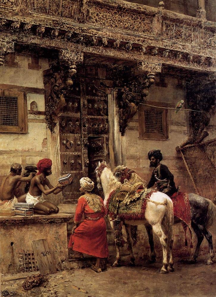 Toperfect Oil Painting Handmade $50-$2000 by College Teachers - Wall Art Decor - 15 Wall Painting on Canvas - Craftsman Selling Cases By A Teak Wood Building Ahmedabad Indian Edwin Lord Weeks -Size3