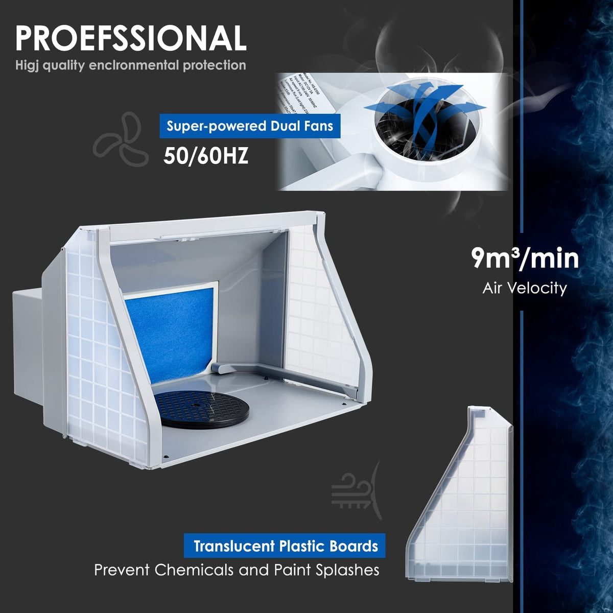 Airbrush Spray Booth Kit with LED Light, Portable Paint Booth for Crafts, Compact Airbrush Station for Cake and T-Shirt Painting, Hobby and Art Projects