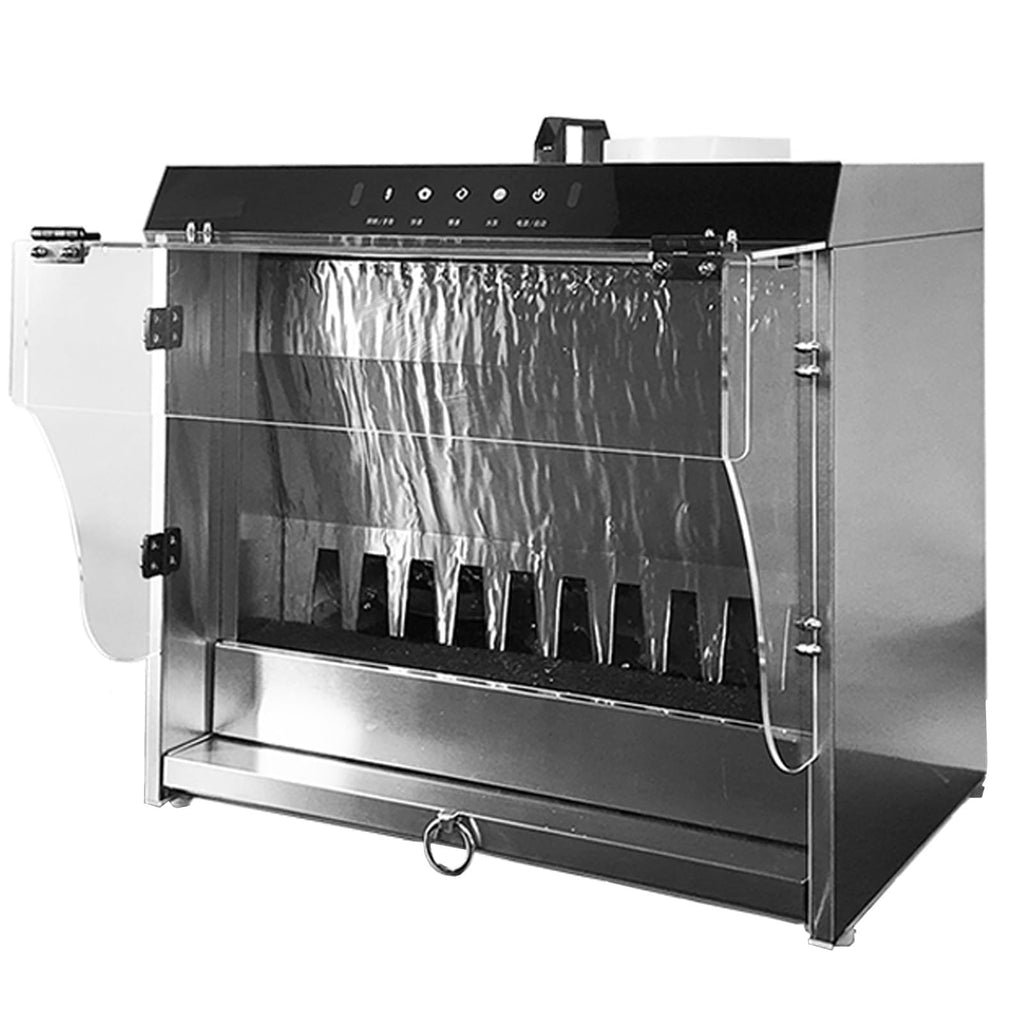 Water Curtain Airbrush Spray Booth, Touch Control with Waterfall Exhaust System – 3 Color LED Lights, Ideal for DIY Art, Crafts, Models, Cakes, and Nails