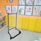Wall-Mounted Art Drying Rack for Classrooms & Studios, 20 Steel Shelves, Black & White, Perfect for Artwork Storage, Paint Crafts, and Art Supplies Organizer