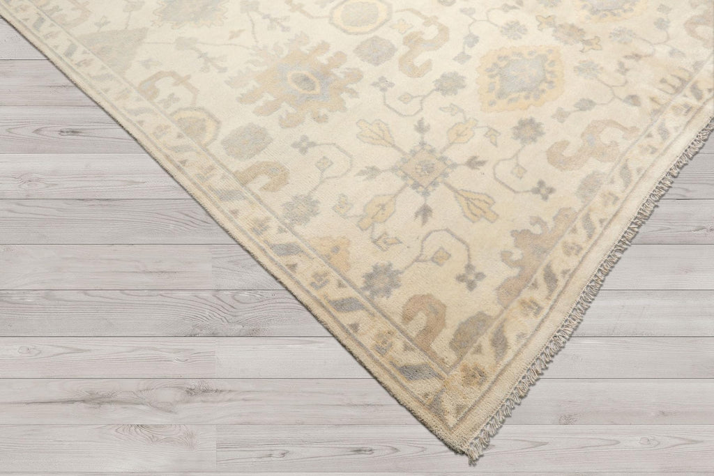 8'1''x10 Hand Knotted Ivory Gray Oushak Wool Traditional Arts & Crafts Washed Out Area Rug for Living Room, Kitchen, Bedroom, Home Office, Dining Room