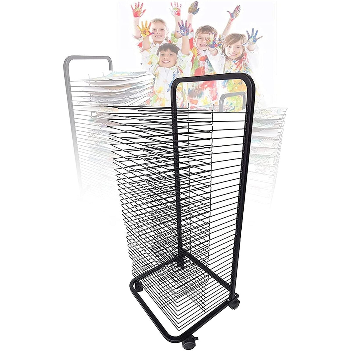 Wire Art Drying Rack, Flexible Shelf Mobile Cart for Classroom Painting Crafts Artwork Canvas Storage, 3 Sizes/20 Shelves,35 Shelves