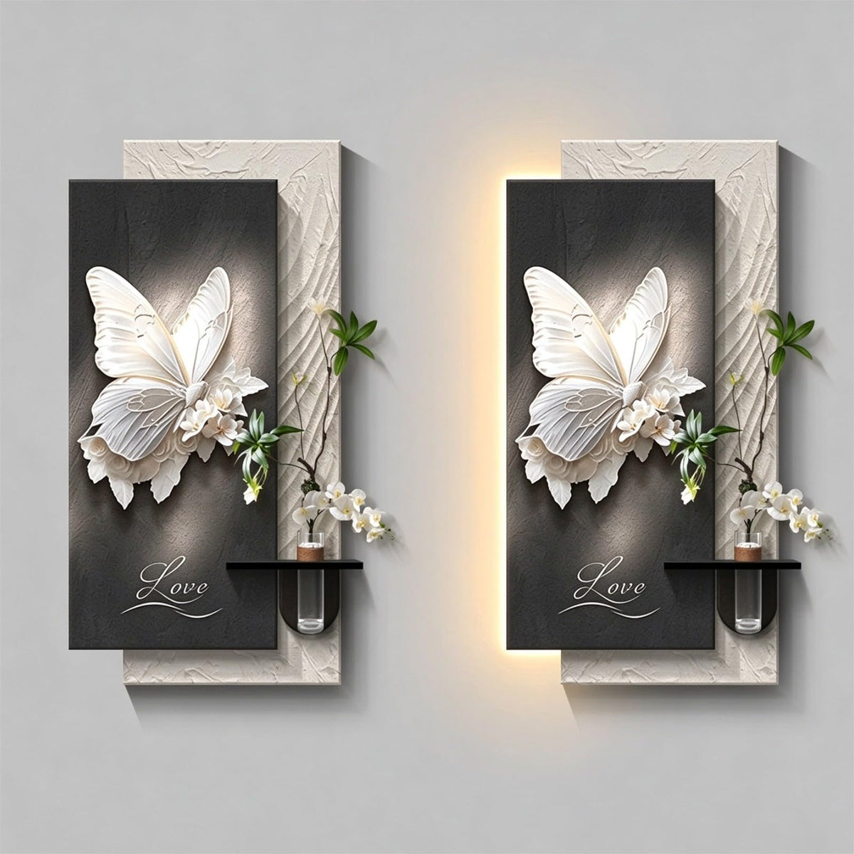 ZAHINWIE 3D LED Wall Art Decor, Sandstone Relief Sculpture, Mural