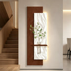 3D Sandstone LED Wall Art, Modern Textured Sculptures with Glass Vase