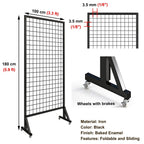 2 Pack Freestanding Folding Display Rack with Grid Wall And Wheels