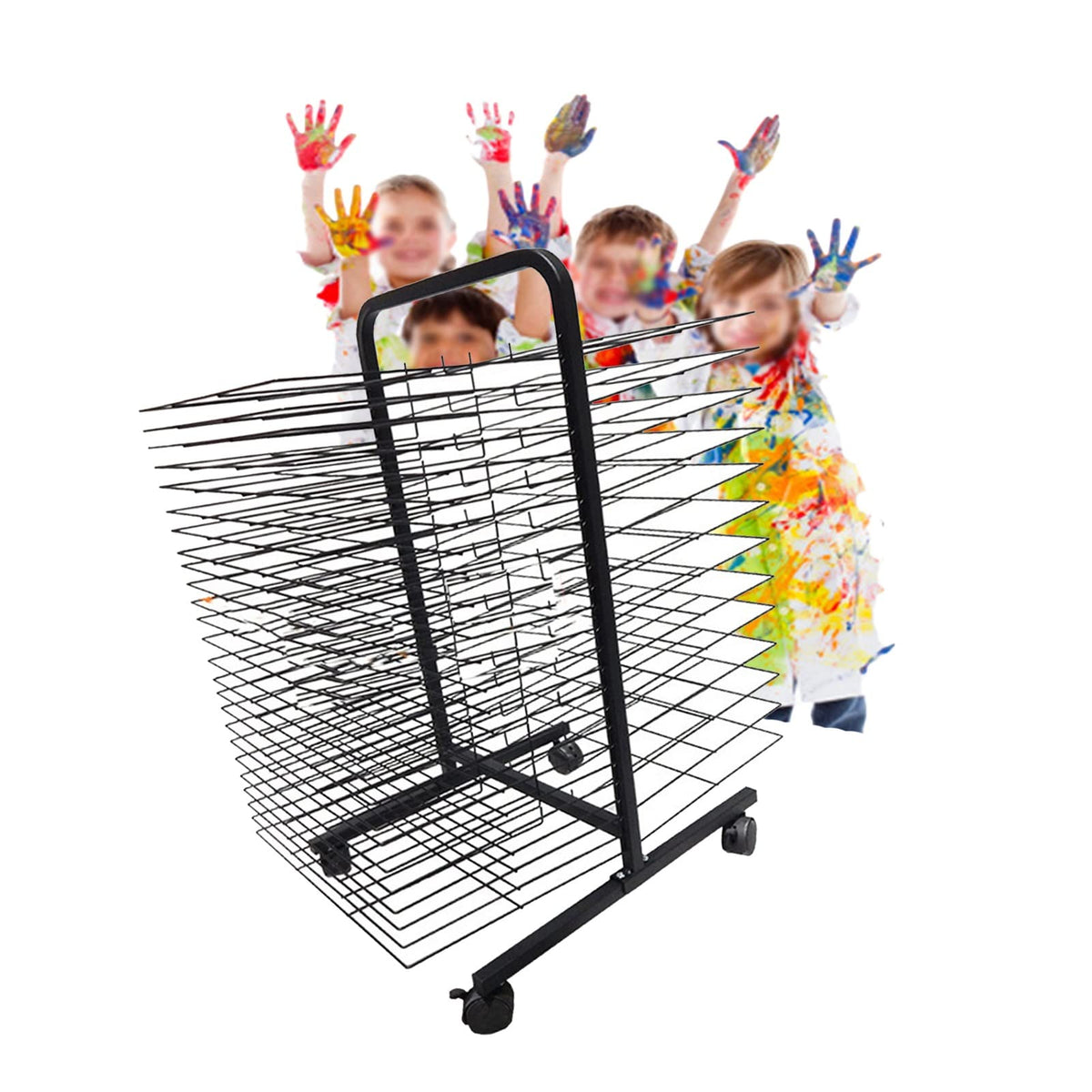 Sturdy Art Drying Rack for Classroom & Home Use - Metal Art Stand with Swivel Wheels Ideal for Painting Crafts Canvas Board Display & Art Studio nization