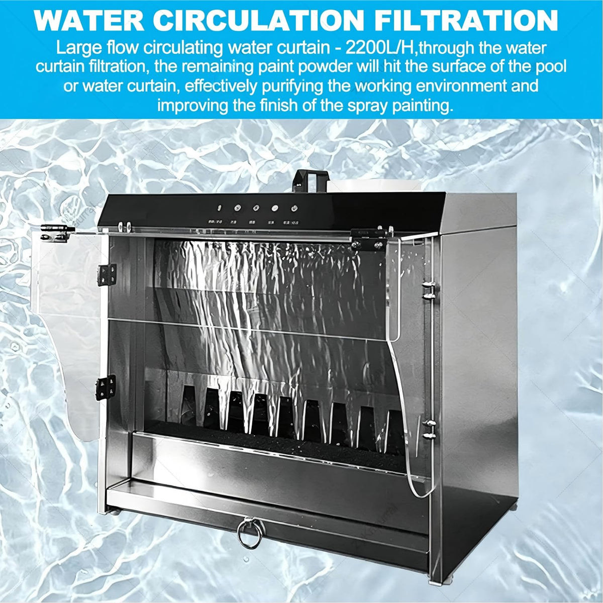 Airbrush Spray Booth with Water Curtain and Waterfall Exhaust, Touch Control, Variable LED Lights, Perfect for DIY Art Crafts, Models, Cakes, and Nails