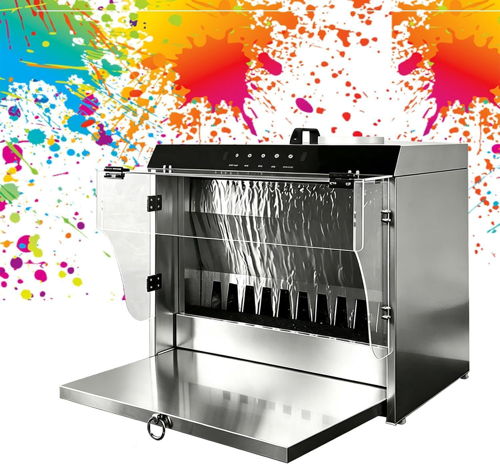 Airbrush Spray Booth With Intelligent Water Curtain, Portable Design With Touch Control & Dual Filtration, 2200 L/H Flow & 3 Led Lights, Airflow Suction Max 1480m³/H For DIY Art, Crafts, Model