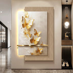 TeHWiEEphs Creamy Style 3D LED Wall Art – Double-Layer Relief Carving & Crystal Ceramic Craft, Remote Control Plug-in, Modern Decor for Living Room Entryway Foyer(A,90x130cm/35.43x51.18in)