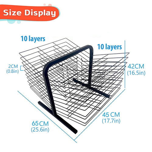 20-Shelf Drying Rack for Art & Crafts - Desktop Metal Display, Black Powder Coated, 25.6"x17.7"x16.5", Perfect for Classroom, Home & Studio Organization