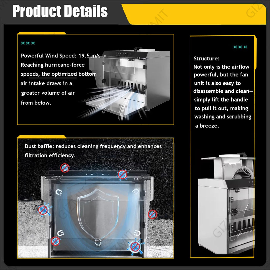 Waterfall Spray Booth for Airbrush, Touch Control & Dual Filtration, 2200 L/H Flow, 3 LED Lights, Max Airflow 1480m³/H, Ideal for DIY Art, Crafts & Models