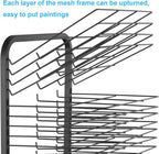 Art Drying Rack for Classrooms Painting Crafts, Mobile Drying Rack for Art with Wheels, Removable Shelves Metal Artwork Storage Display Rack for Schools, Art Studio and,30 Shelves