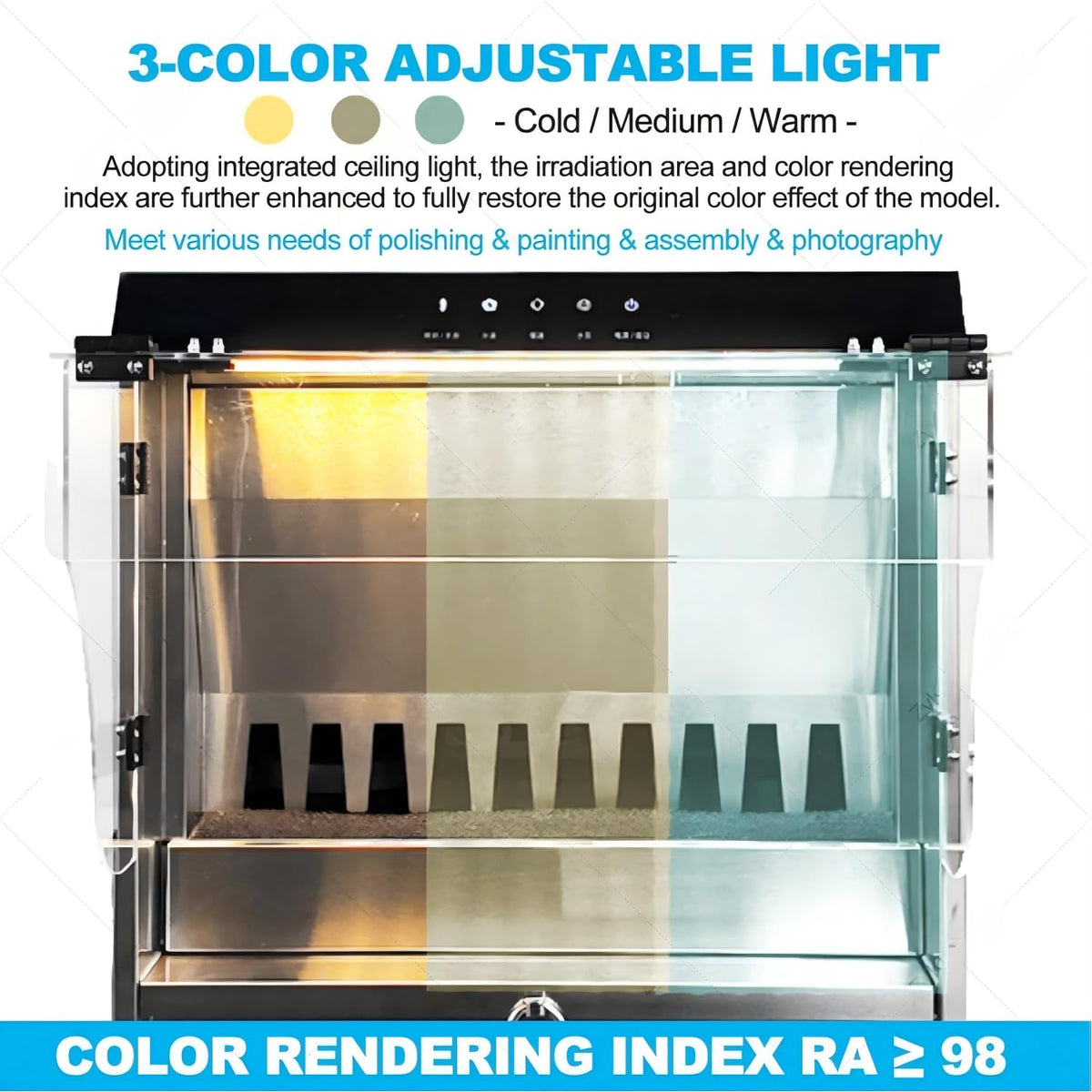 Airbrush Spray Booth with Waterfall Spray, Touch Control, Dual Filtration, 2200 L/H Flow, 3 LED Lights, Airflow Suction 1480m³/H for DIY Art Crafts Model Making