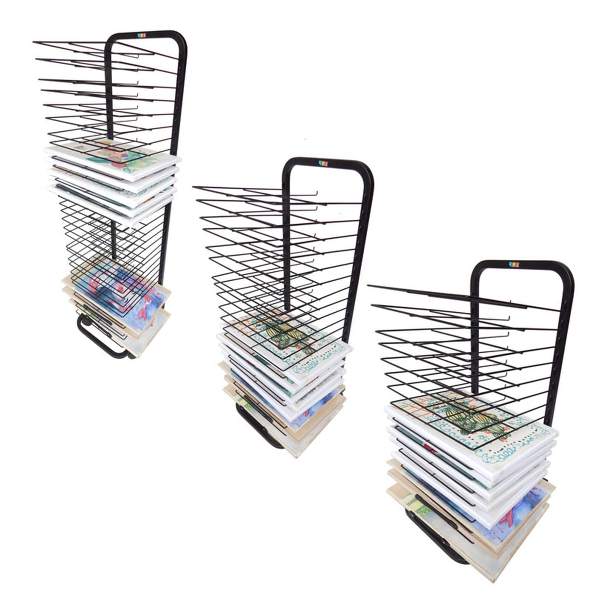 Stackable Art Drying Rack - Metal Wire Rack for Classrooms & Studios Mobile Steel Art Rack for Painting & Crafts Flexible Shelves for Easy nization