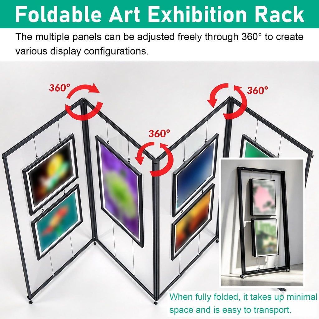 Adjustable Painting Exhibition Panel Art Display Rack with Wheels