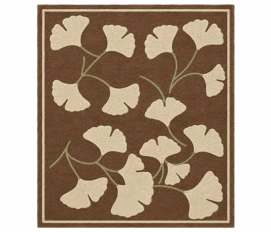 WD Ginkgo Art & Crafts Green Modern Wool Area Rug for Living Room and Bedroom, 10X13