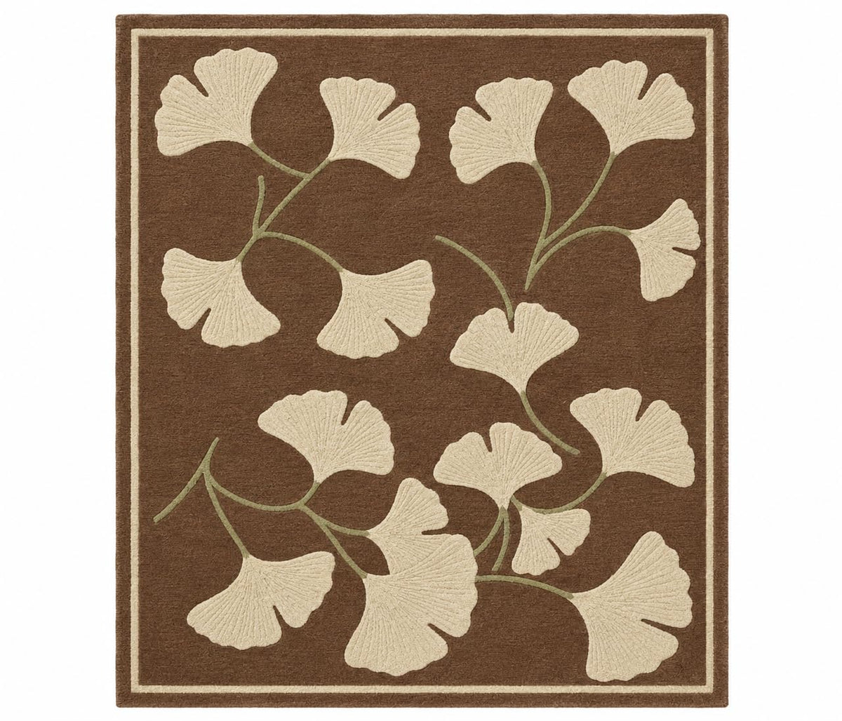 WD Ginkgo Art & Crafts Green Modern Wool Area Rug for Living Room and Bedroom, 10X13