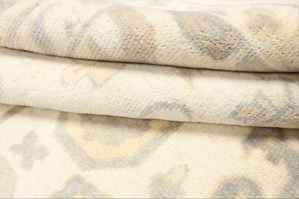 8'1''x10 Hand Knotted Ivory Gray Oushak Wool Traditional Arts & Crafts Washed Out Area Rug for Living Room, Kitchen, Bedroom, Home Office, Dining Room