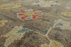 8'x10' Taupe Hand Knotted Arts & Crafts Oushak Wool Oriental Rug
