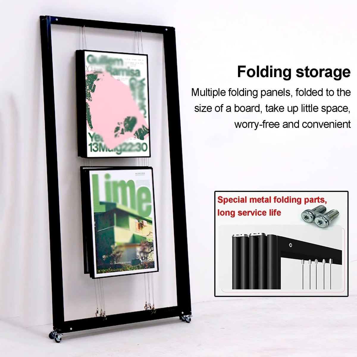SARKEY Folding Exhibition Display Rack, Publicity Work Holder, Painting Show Stand, Portable Art Publicity Display Board, for Art Gallery, Craft Fair, Booth(5pcs,100x250cm/39.4x98.4in)