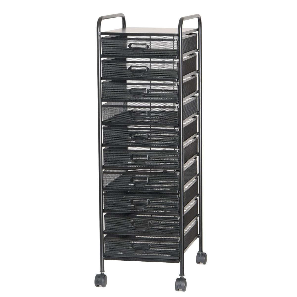 Storage Shelf-Rolling File Cabinet Utility Cart for Office/Home Organization High Capacity Metal Mesh Tool Box Storage Art Craft Organizer on Wheels（Black,35x47