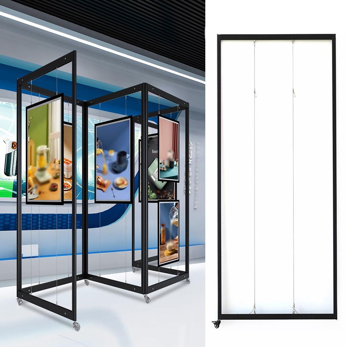 SARKEY Folding Exhibition Display Rack, Publicity Work Holder, Painting Show Stand, Portable Art Publicity Display Board, for Art Gallery, Craft Fair, Booth(5pcs,100x250cm/39.4x98.4in)