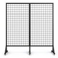 2 Pack Freestanding Folding Display Rack with Grid Wall And Wheels