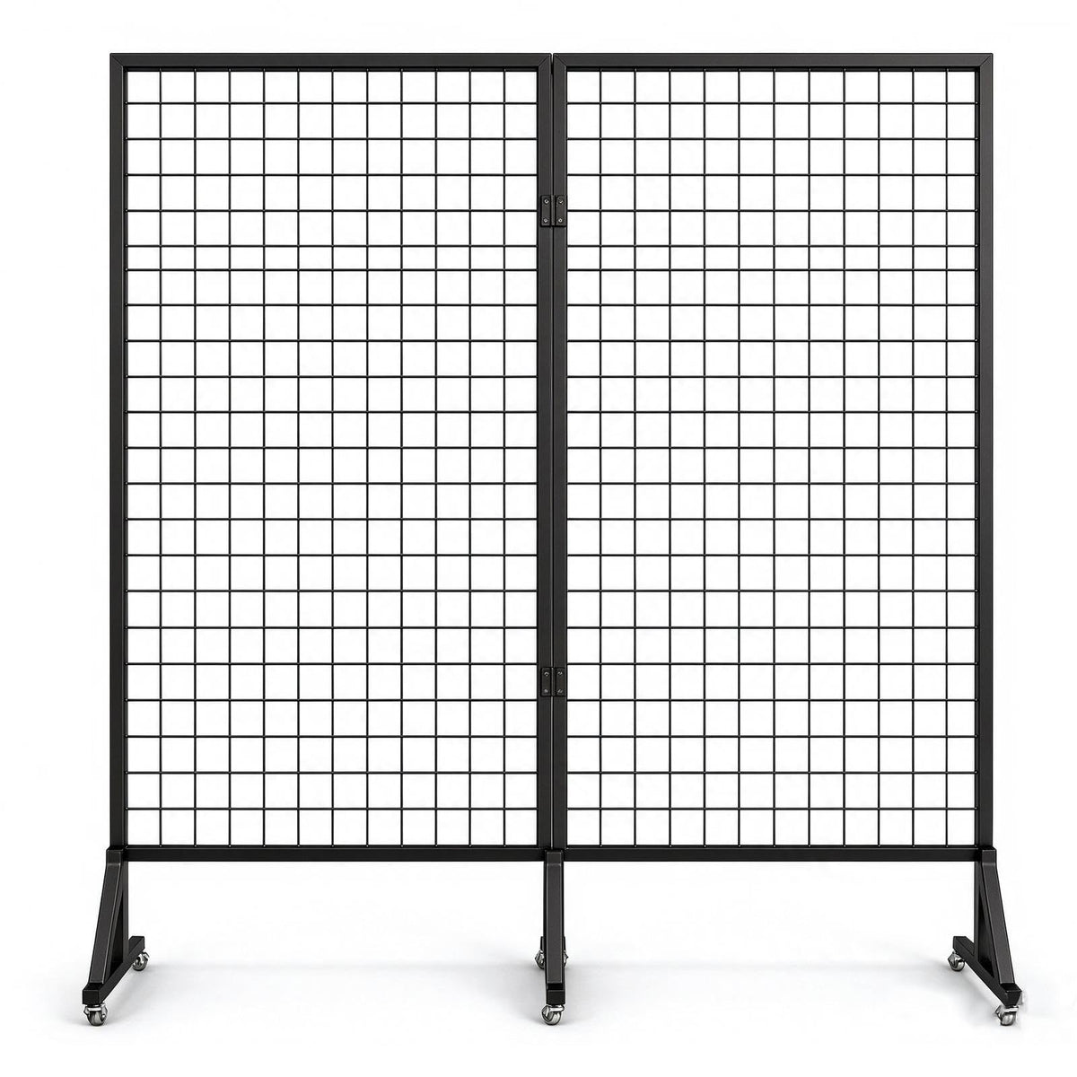 2 Pack Freestanding Folding Display Rack with Grid Wall And Wheels