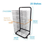 Wire Art Drying Rack with Flexible Shelves, Mobile Cart on Wheels for Painting, Crafts, Canvas Storage in Classroom & Studio