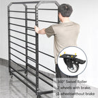 10/12/14/16/18/20-roll Commercial Large Mobile Gift Wrap Rack for Classroom Arts Crafts Activity Holder Loads 660 LBS, Metal Textile Fabric Rolls Organizer - Adjustable Spacing(14 rods,W195cm)