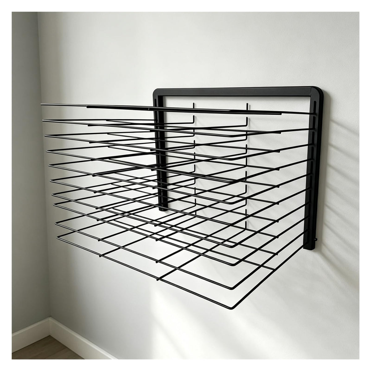 Wall-Mounted Art Drying Rack for Paintings and Crafts, Sturdy Steel Construction with Foldable Shelves, Ideal for A3 Paper and Efficient Airflow, Perfect for Art Studios and Classrooms