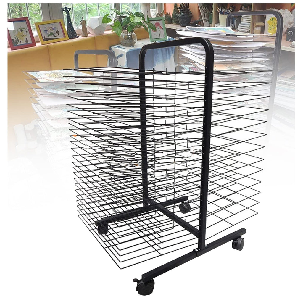 Sturdy Art Drying Rack for Classroom & Home Use - Metal Art Stand with Swivel Wheels Ideal for Painting Crafts Canvas Board Display & Art Studio nization