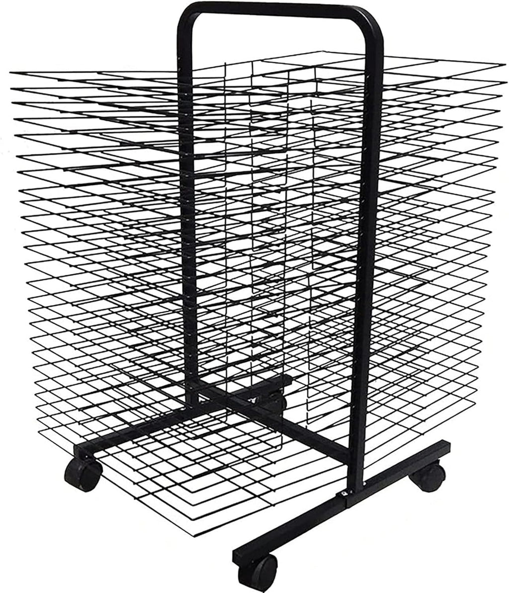 50-Layer Sturdy Metal Art Drying Rack for Classroom & Studio - Space-Saving Canvas Organizer, Perfect for Schools, Artists, Painting, and Craft Projects