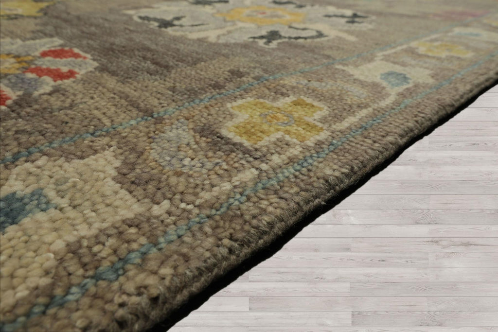8'x10' Taupe Hand Knotted Arts & Crafts Oushak Wool Oriental Rug
