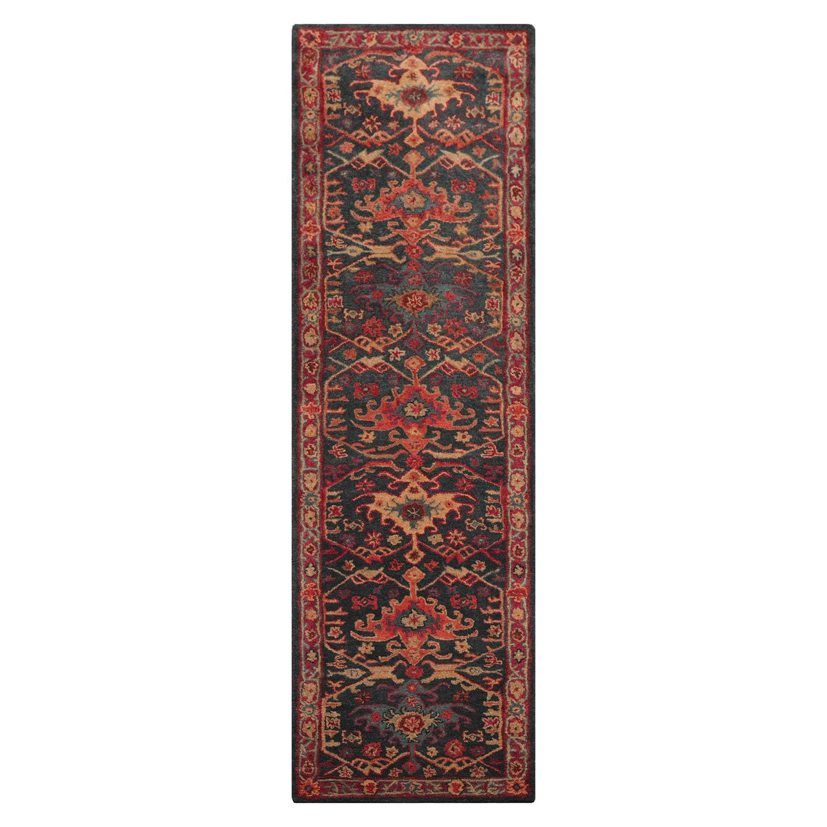 8x10 ft Rectangular Hand Tufted Handmade 100% Wool Arts & Crafts Oriental Area Rug Dark Blue,Wine Color Indoor Rug for Living Room, Kitchen, Bedroom, Home Office, Dining Room
