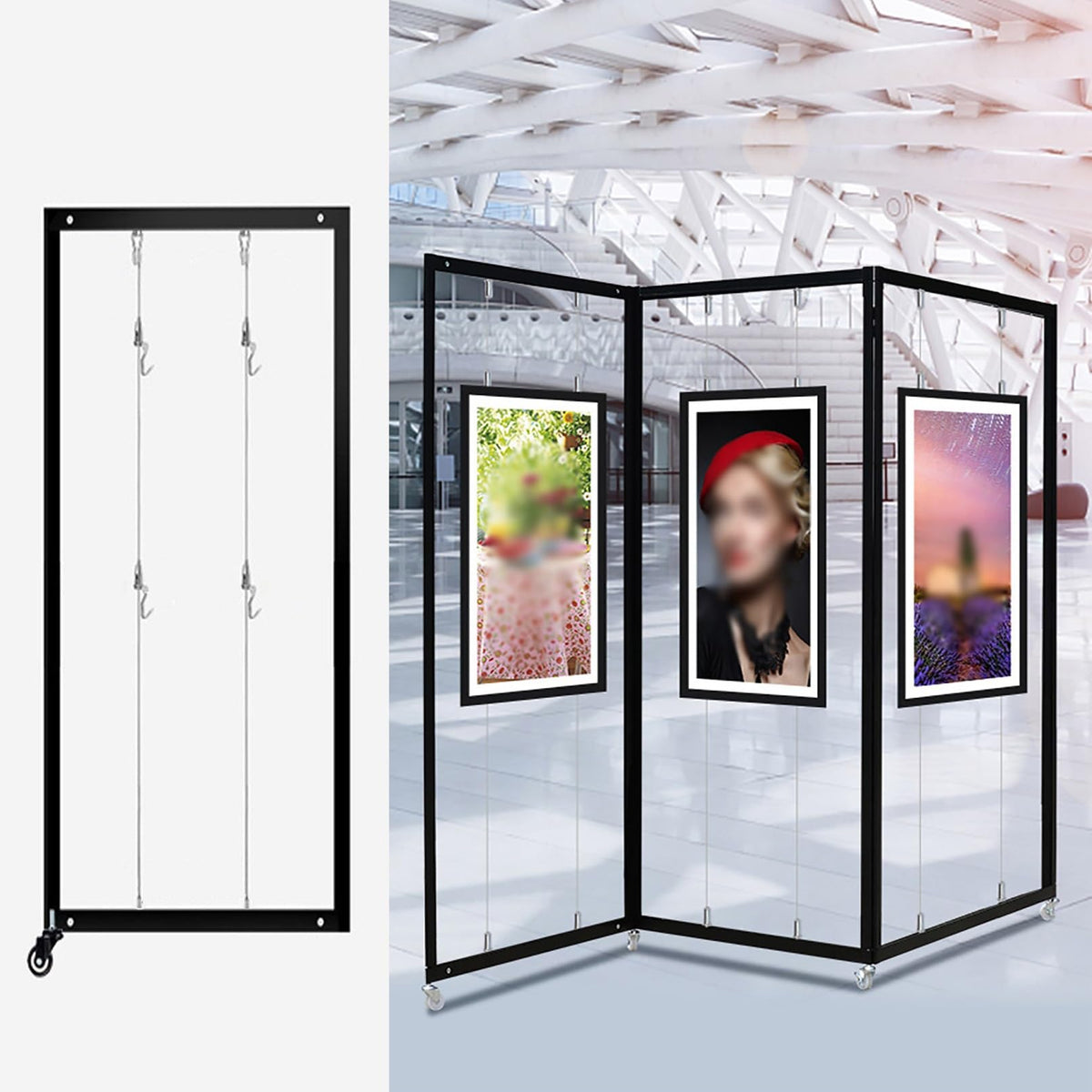 SARKEY Movable Folding Display Rack, Painting Show Stand, Poster Holder, Portable Art Publicity Display Board, Advertising Partition, for Art Gallery, Craft Fair, Booth(5pcs,100x250cm/39.4x98.4in)