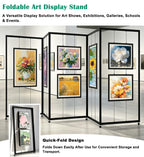 Art Show Display Panels, Mobile Folding Exhibit Screen with Hanging Cables