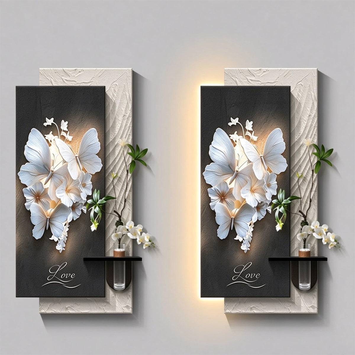 ZAHINWIE 3D LED Wall Art Decor, Sandstone Relief Sculpture, Mural
