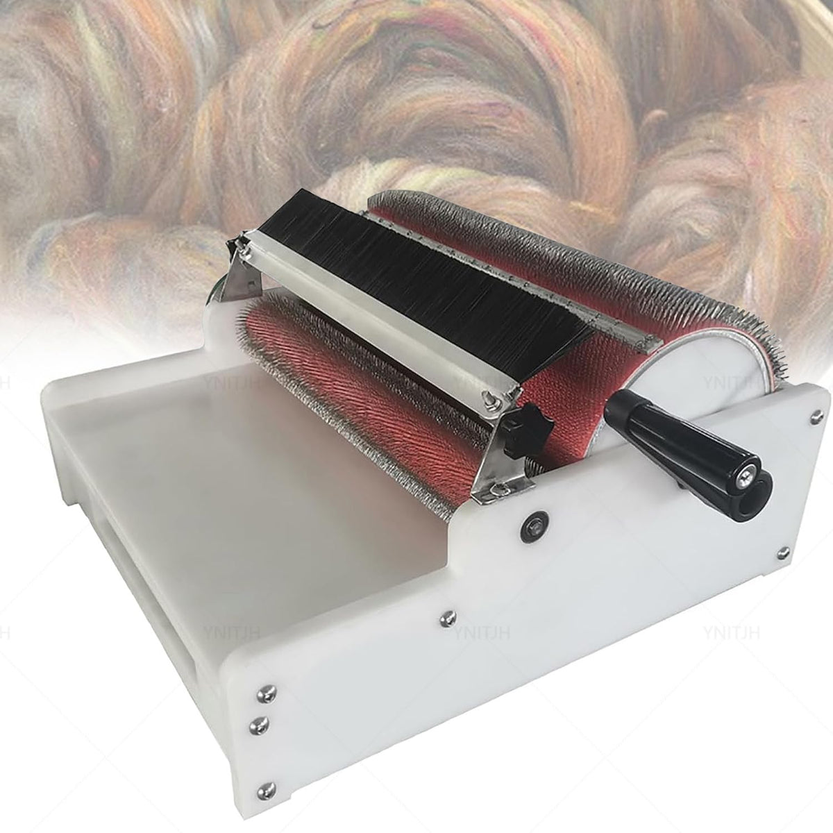 Stainless Steel Hand Carder Machine,Industrial Manual Wool Carding & Blending Board for Art Projects,with 1:5 Gear Ratio,Perfect for Craft Enthusiasts & Felters 20CM/8inch