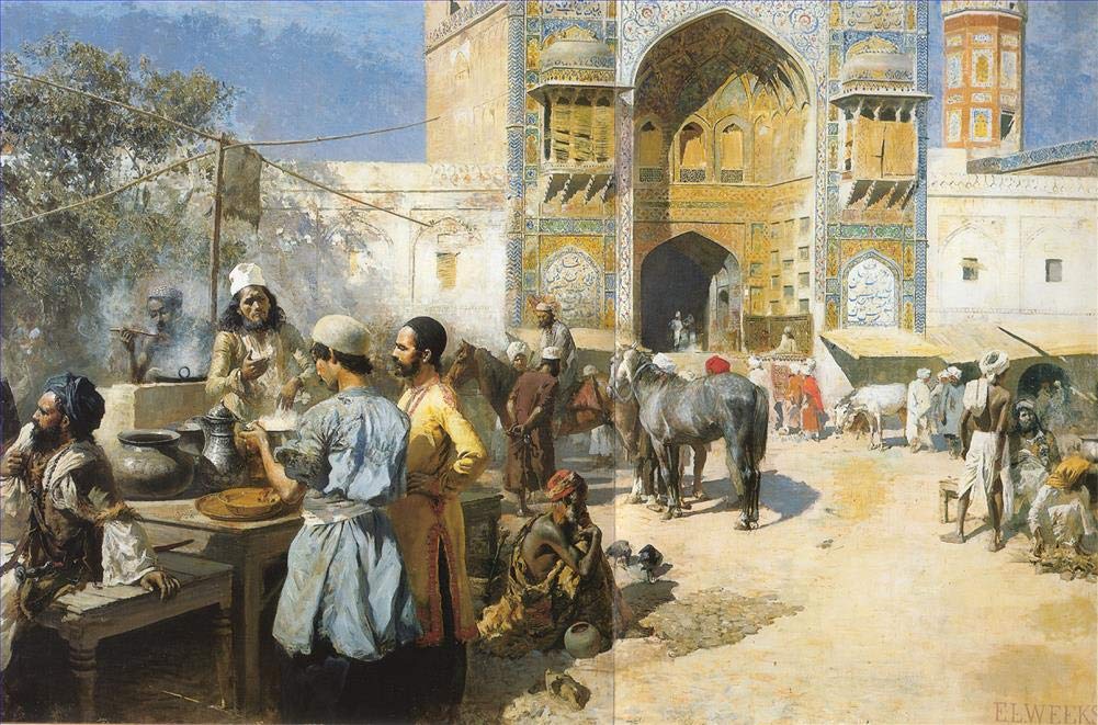 Toperfect Oil Painting Handmade $50-$2000 by College Teachers - Wall Art Decor - 15 Wall Painting on Canvas - Craftsman Selling Cases By A Teak Wood Building Ahmedabad Indian Edwin Lord Weeks -Size3