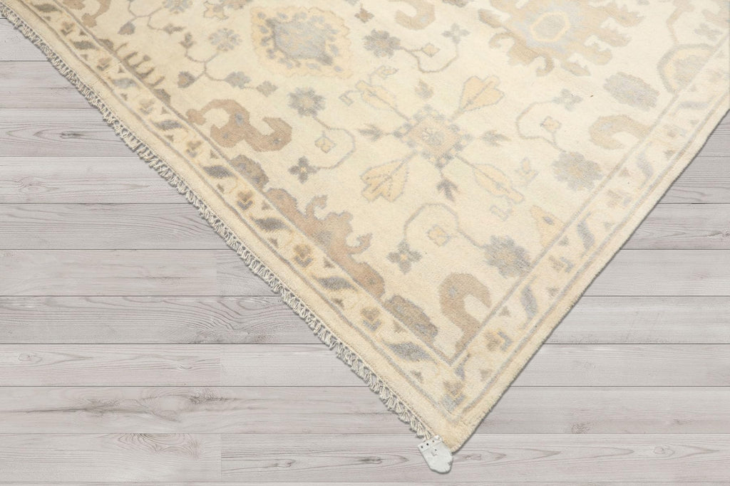 8'1''x10 Hand Knotted Ivory Gray Oushak Wool Traditional Arts & Crafts Washed Out Area Rug for Living Room, Kitchen, Bedroom, Home Office, Dining Room