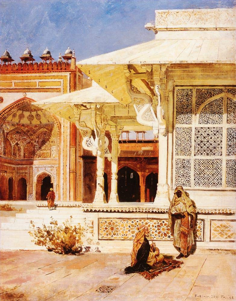 Toperfect Oil Painting Handmade $50-$2000 by College Teachers - Wall Art Decor - 15 Wall Painting on Canvas - Craftsman Selling Cases By A Teak Wood Building Ahmedabad Indian Edwin Lord Weeks -Size3