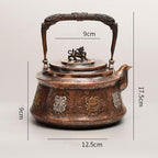 Traditional Embossed Copper Teapot, Eight Auspicious Symbols Kettle